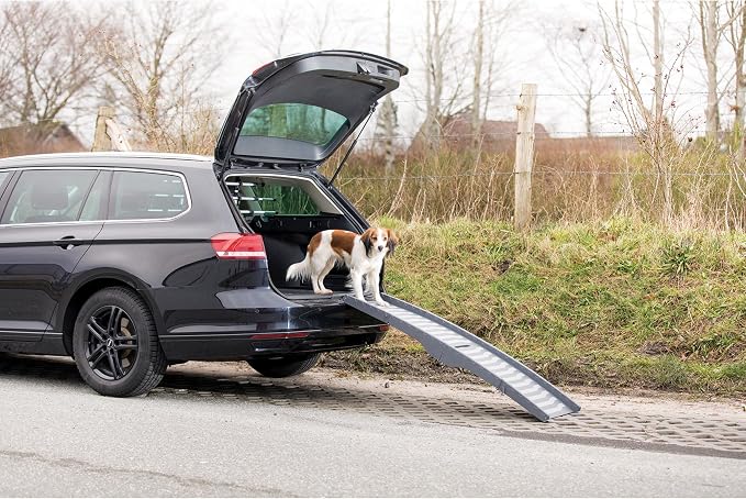 TRIXIE 59-in Pet Ramp for Small to Medium Dogs up to 55 lbs, Foldable and Lightweight Easy to Store | Folding Dog Ramp with High Traction Surface, Ideal for Cars and SUVs, Foldable, Easy to Store and Clean