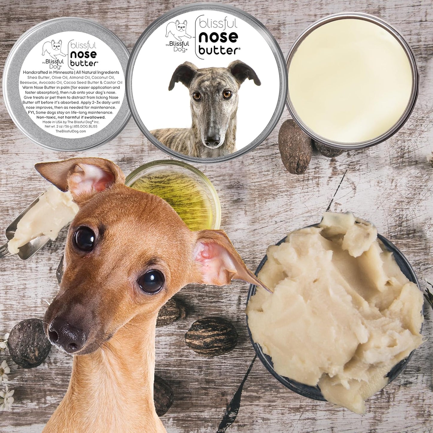 The Blissful Dog Greyhound Unscented Nose Butter - Dog Nose Butter, 8 Ounce