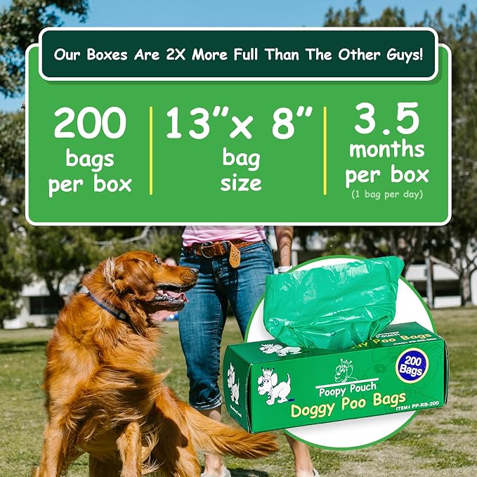 Universal Pet Waste Bags for Dogs & Cats - 200pcs of 8"x13" Green Pet Bags for Poop (Bulk) - Compatible with Most Universal Dog Waste Dispensers - Durable and Provides Easy Clean-Up