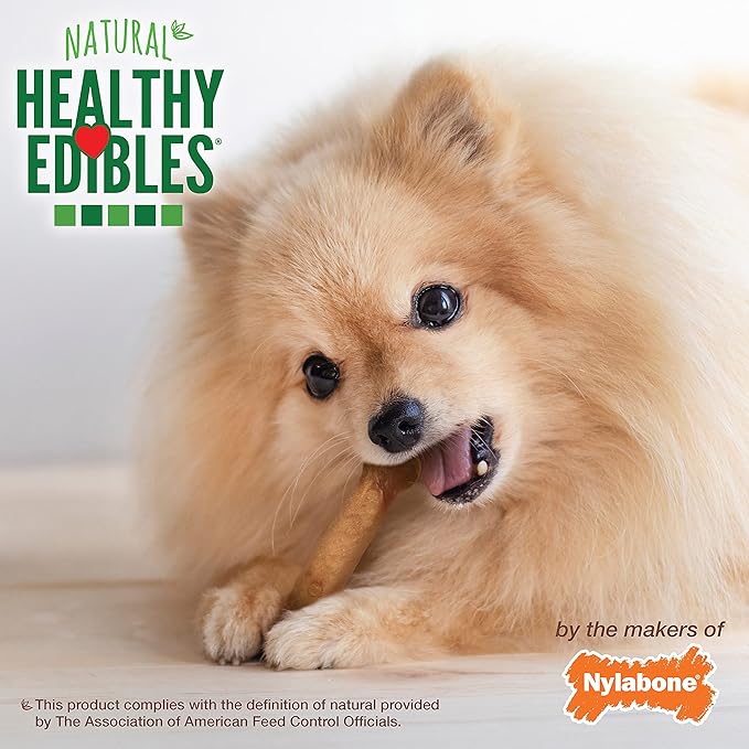 Nylabone Healthy Edibles Natural Dog Chews, Long Lasting Bones for Dogs, Roast Beef & Chicken Flavor Dog Treats, X-Small (34 Count)