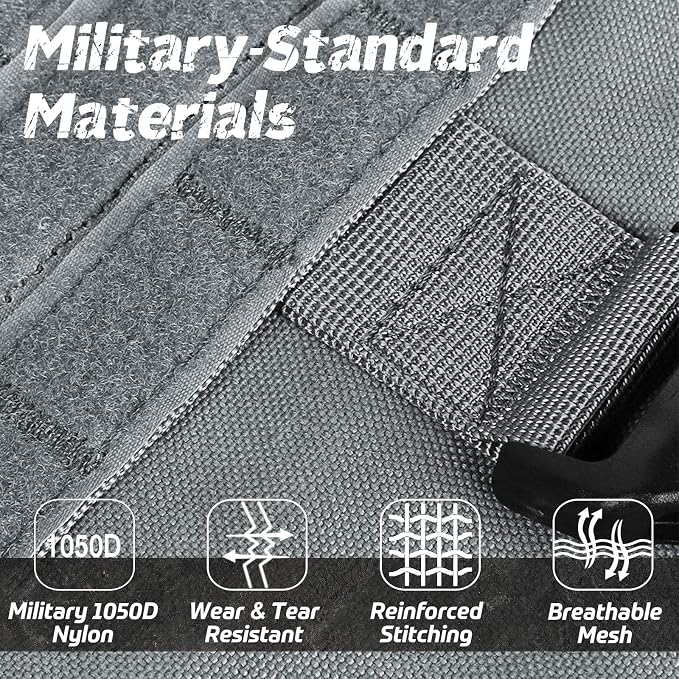 rabbitgoo Tactical Dog Harness for Large, Heavy Duty Military No Pull Vest | Sturdy Metal Buckles, 5 Adjustments, Molle System, Powerful Pullers for Training, Hunting, Outdoor, Grey, Large