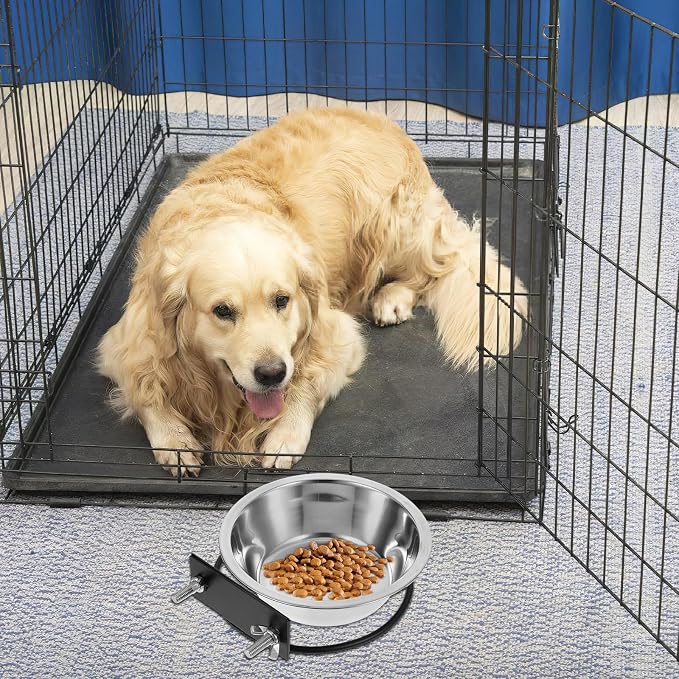 VICASKY Wall-Mount Elevated Dog Bowls with Deep Stainless Steel Food and Water Bowls, Large Raised Pet Feeder for Puppies and Small Dogs, Outdoor Wall Hanging Feeding Station in Black