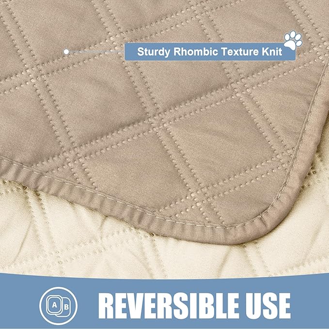 Smiry Waterproof Dog Bed Cover Pet Blanket, Soft Washable Dog Blanket for Furniture Bed Couch Sofa Reversible, Checkered (30"x90", Taupe/Beige)