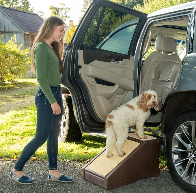 Pet Gear Stramp Stair and Ramp Combination for Dogs/Cats, Espresso | Easy Step, Lightweight/Portable, Sturdy, Easy Assembly (No Tools Required)