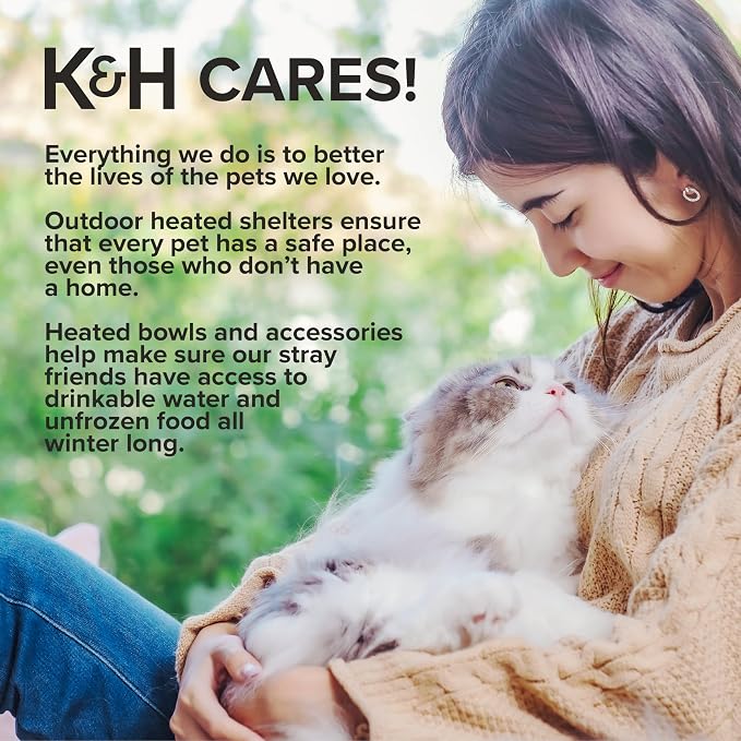 K&H Heated Cat House, Thermo Mod Kitty Shelter Outdoor, Safety Listed, 25W | Heated Cat House for Outside, Weatherproof Shelter for Ferals, Insulated with Smart Thermostat, Washable Cover, Gray