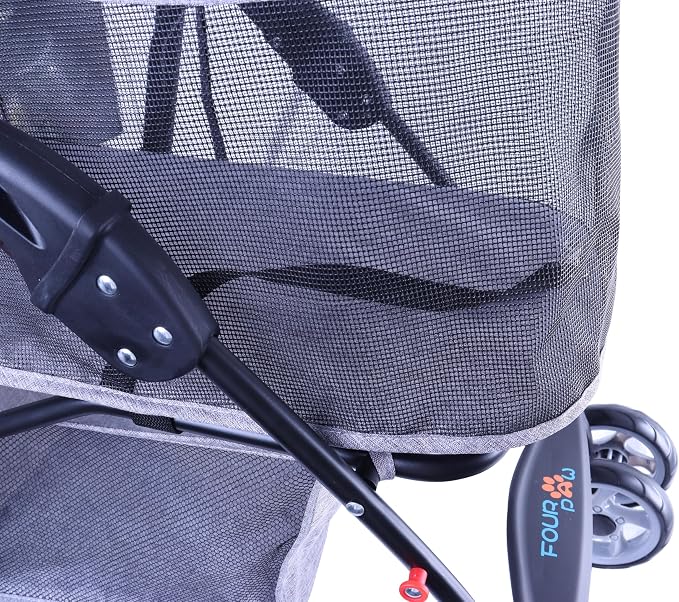 Full-Window pet Stroller 4 Wheels for Cats & Dogs, with Storage Basket,Cup Holder, Travel Puppy/Cats Stroller.Gray