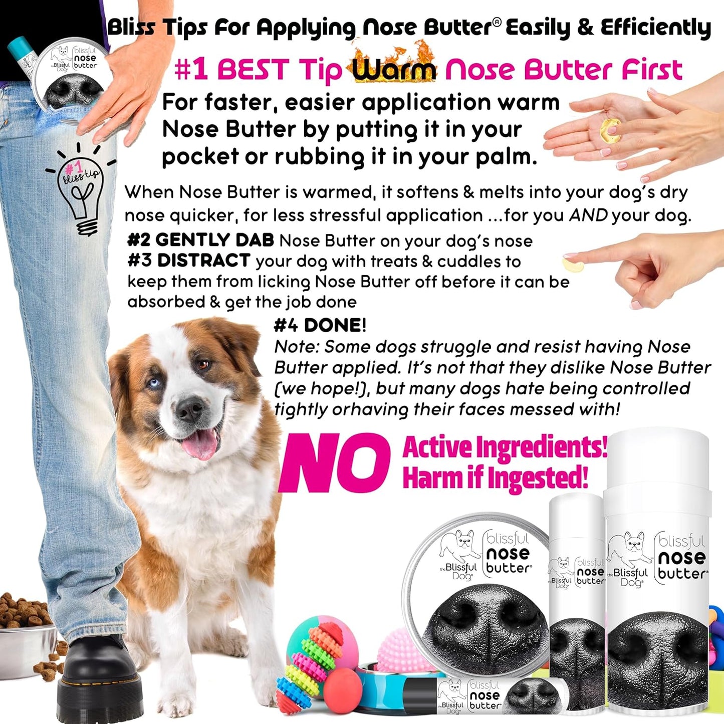 The Blissful Dog 3 Cute Puppies Unscented Nose Butter, 16oz