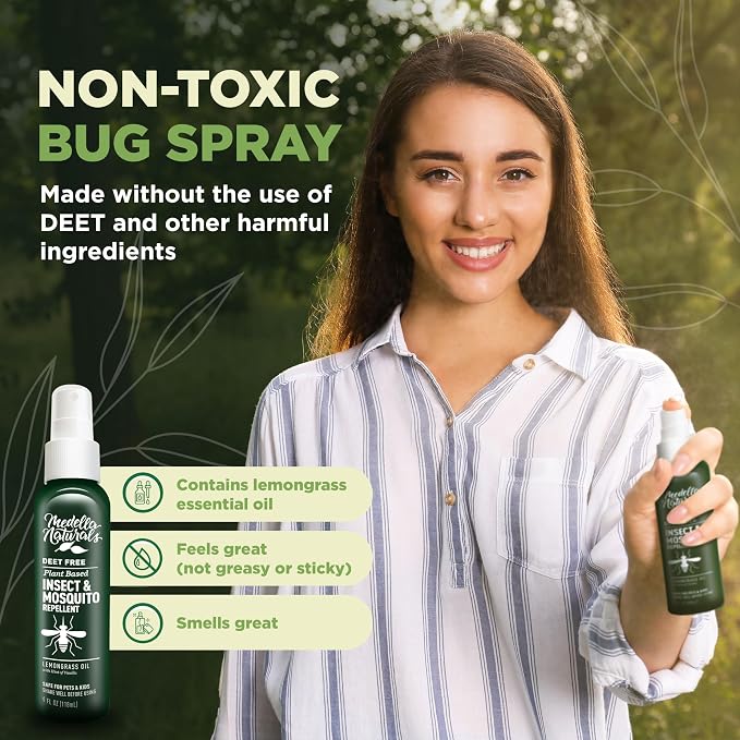 Medella Naturals Insect & Mosquito Repellent, DEET-Free Naturally Derived Formula, Kid and Pet Friendly, Made in The USA, 4 Ounce Spray Bottle