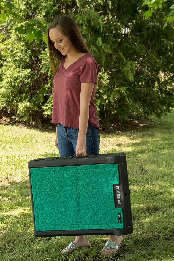 Pet Gear supertraX Ramps for Dogs and Cats, Maximum Traction Surface, Portable/Easy-Fold (No Tools Required), Built in Handle for Travel, 42-71 Inches Long, Supports 150-200lbs, Emerald