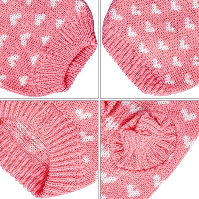 Dxhycc Dog Knitted Sweater Dog Heart Sweater Puppy Sweater Warm Soft Pet Holiday Clothes for Large Cats and Dogs (Pink, L)