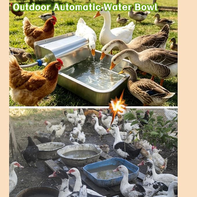 Stainless Steel Automatic Dog Water Dispenser,Adjustable Float Valve | 3 Gallons Indoor&Outdoor Dog Water Bowl Self-Filling Water Auto Fill for Dogs Livestock Chicken,Anti Tip, Wide Drinking Area