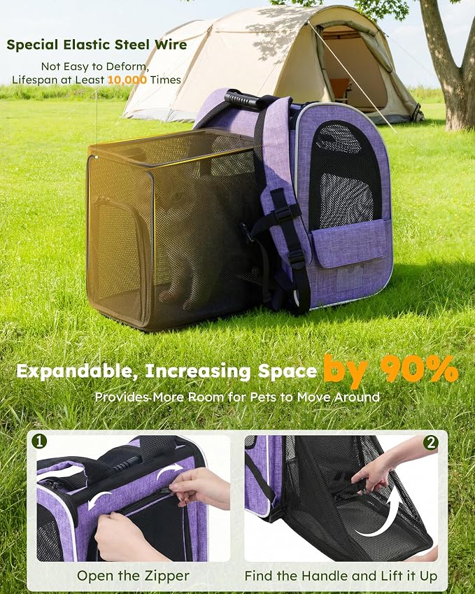 pecute Cat Backpack Expandable, Cat Carrier with Breathable Window