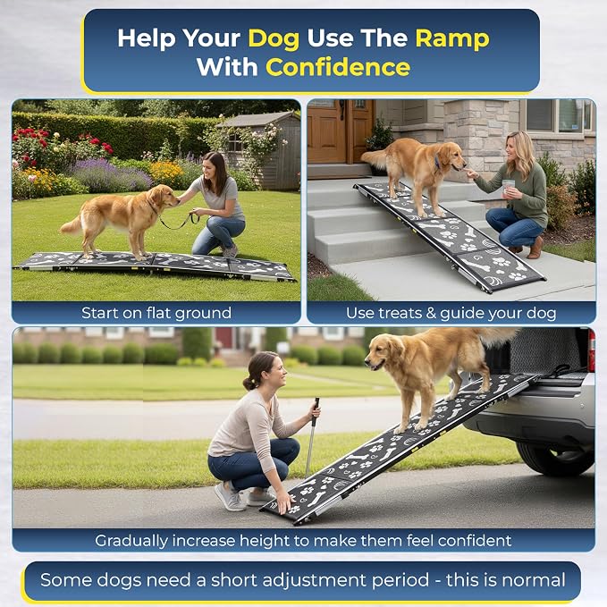 Heavy-Duty 22 lb Dog Ramp for Large Dogs, Car, SUV & Truck, 71" Long x 20" Wide, Built for Maximum Stability, Aluminum Pet Ramp with Side-Strap Stability System, 250 lb Capacity