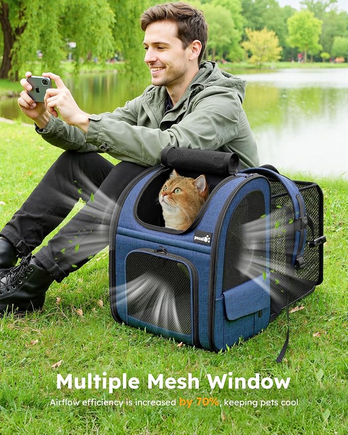 pecute Cat Carrier Backpack Expandable, Cat Backpack with Breathable Window