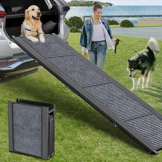 Dog Ramp for Cars 71" L × 17.2" W, Extra-Long Foldable Ramp | Dog Ramps for Large Dogs, Non-Slip Rug Surface for a Gentler Climb, 270 lbs Capacity, Easy to Carry & Store, Fits SUV/Truck