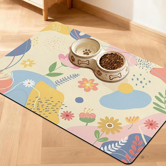 Pet Feeding Mat for Floors Waterproof Dog Mat for Food and Water Absorbent Quick Dry Non Slip mat for Cat Bowls