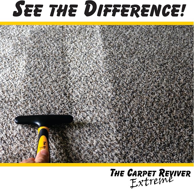Carpet Reviver Extreme – Dual-Action Brush with Metal Tines – Lifts Carpet Pile & Removes Pet Hair – Restore Rugs, Refresh High-Traffic Areas, Eliminate Embedded Fur – Essential Carpet Grooming Tool