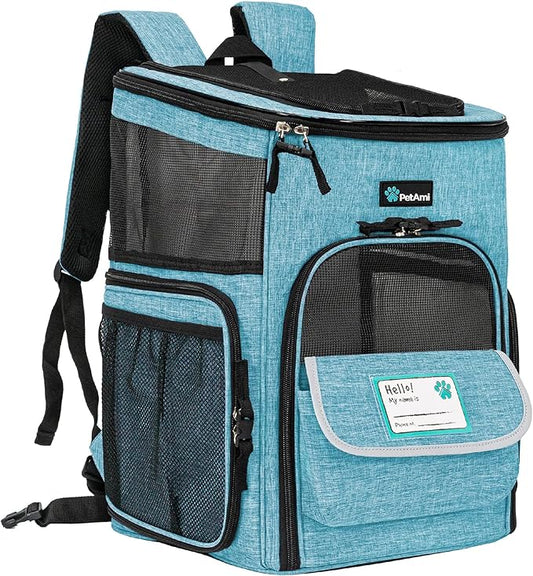 PetAmi Dog Backpack Carrier, Airline Approved 4-Way Entry Cat Backpack Carrier, Ventilated Mesh, Collapsible Pet Carrier for Small Puppy, Kitten, Hiking, Travel Car, Vet, up to 18 lbs, Turquoise
