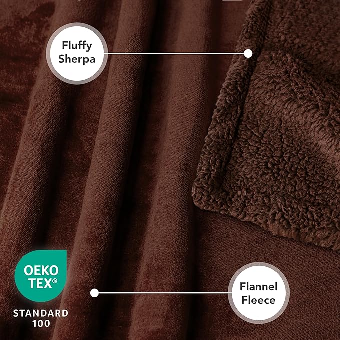 PetAmi Waterproof Dog Blanket for Medium Large XL Dog Puppy Cat Throw for Couch Cover Leakproof Protection, Sherpa Fleece, Reversible Soft Washable 80x60 Brown Brown