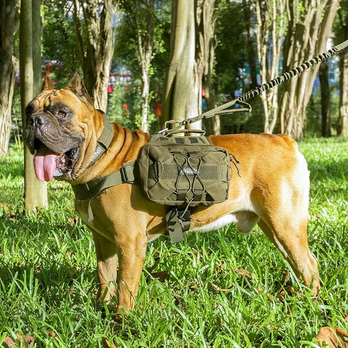 EXCELLENT ELITE SPANKER Nylon Dog Backpack with 2 Side Pockets for Hiking | Adjustable Tactical Dog Pack Hound Saddle Bag Harness for Medium & Large Dog Traveling Camping Walking Training Running