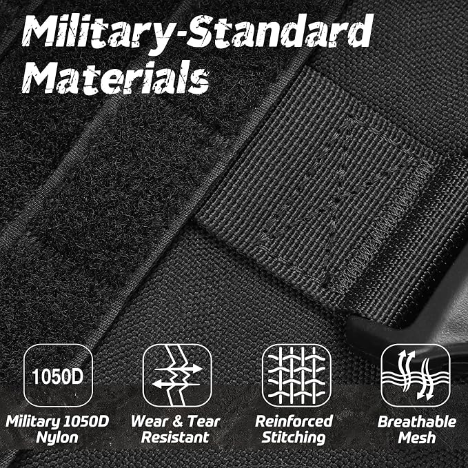 rabbitgoo Tactical Dog Harness for Small, Heavy Duty Military No Pull Vest | Sturdy Metal Buckles, 5 Adjustments, Molle System, Powerful Pullers for Training, Hunting, Outdoor, Black, Small