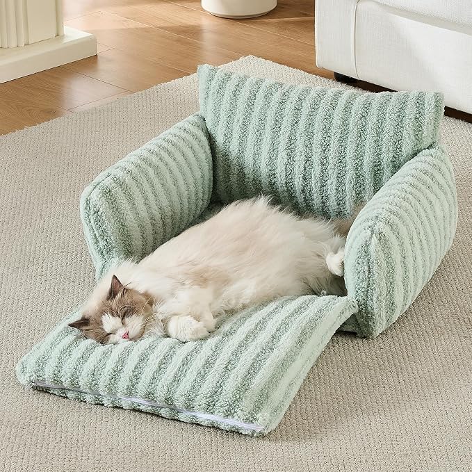 Hollypet Cat Bed Small Dog Orthopedic Couch Beds for Pets up to 20 lbs | Fluffy Multifunctional Double-Layer Warming Kitten Pet Couch Orthopedic Beds with Machine Washable Cover and Non-Slip Bottom