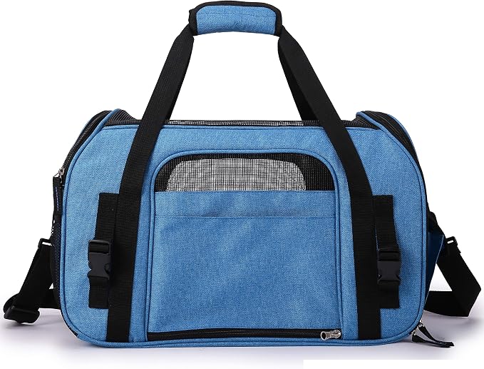 EliteField Soft Pet Carrier (3 Year Warranty, Airline Approved) Soft Sided Dog Puppy Cat Carrier Travel Bag (X-Large: 21" L x 12" W x 13" H, Sapphire Blue)