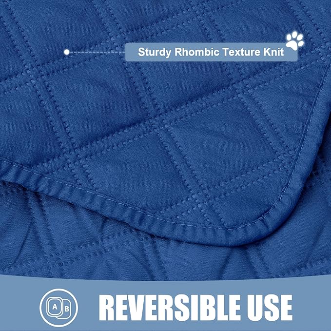 Smiry Waterproof Dog Bed Cover Pet Blanket, Soft Washable Dog Blanket for Furniture Bed Couch Sofa Reversible, Checkered (40"x50", Navy/Navy)