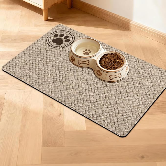 Pet Feeding Mat for Floors Waterproof Dog Mat for Food and Water Absorbent Quick Dry Non Slip mat for Cat Bowls