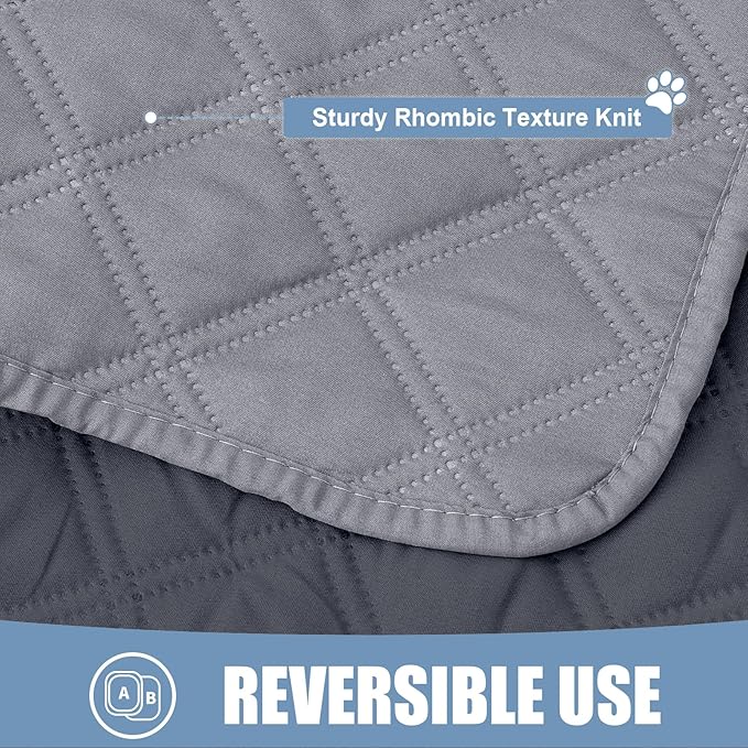 Smiry Waterproof Dog Bed Cover Pet Blanket, Soft Washable Dog Blanket for Furniture Bed Couch Sofa Reversible, Checkered (82"x102", Grey/Dark Grey)