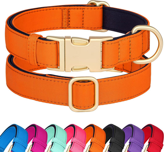 Didog Soft Padded Dog Collars for Medium Dogs, Colorful and Durable Dog Collar with Quick Release Buckle, Light and Breathable for Daily Walking, Orange, M