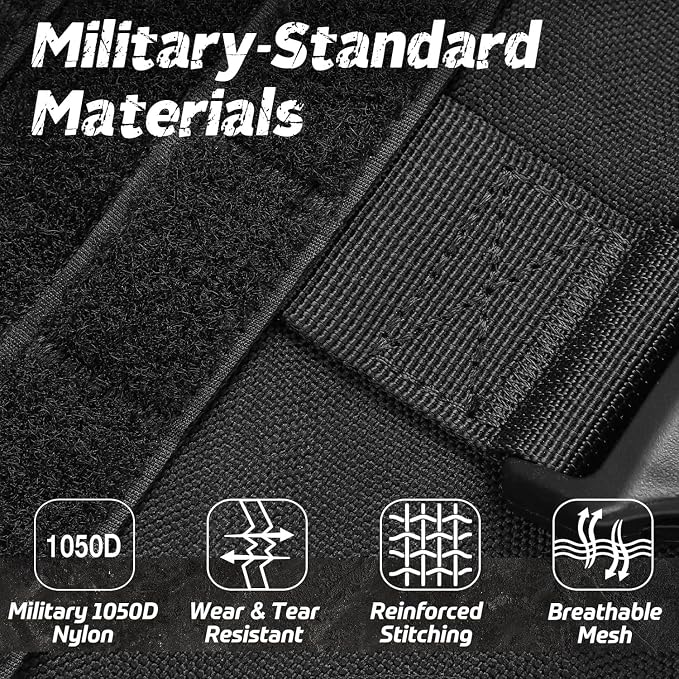rabbitgoo Tactical Dog Harness X-Large, Heavy Duty Military No Pull Vest | Sturdy Metal Buckles, 5 Adjustments, Molle System, Powerful Pullers for Training, Hunting, Outdoor, Black, X-Large
