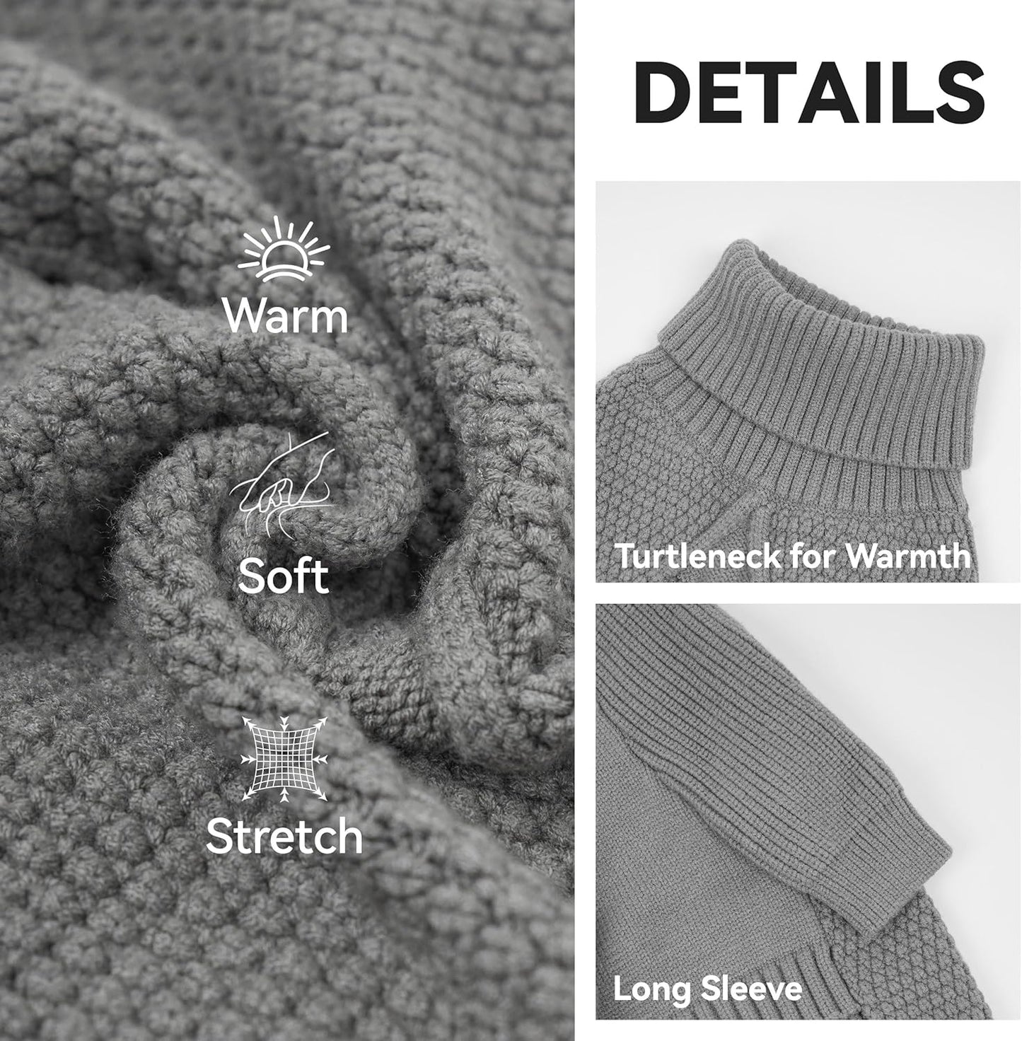 cyeollo 4XL Dog Sweater,Knitwear Pullover Sweaters Turtleneck Fall Winter Dog Clothes Sweaters for Large Dogs Male, Grey XXXXL