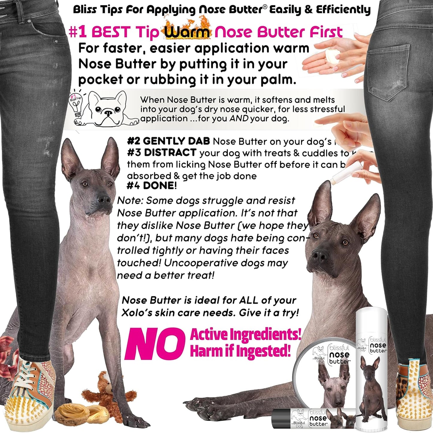 The Blissful Dog Xoloitzcuintli Nose Butter, Versatile Dog Nose Balm for Dry Nose, Handcrafted Nose Moisturizer, Easy-to-Apply Dog Essentials, Unscented, 0.15 oz.