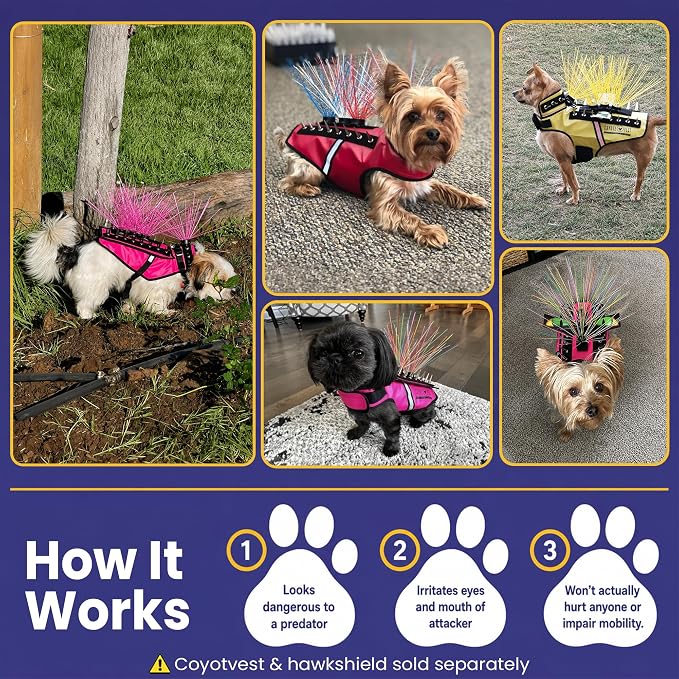 Coyotevest Coyotewhiskers Protective Nylon Dog Harness Bristles, Neon Pink | Nylon Bristles for Coyotevest or Spikevest Help Deter Coyotes, Aggressive Dogs and Birds of Prey Dog Accessory Made in USA