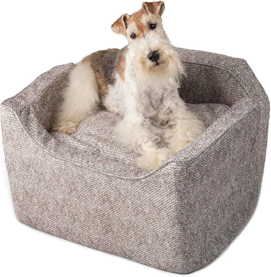 Snoozer Dog Car Seat, Lookout I Dog Booster Car Seat for Small Dogs Under 25lbs, Size: Medium, Fabric: Merlin Linen, Pet Car Seat to Alleviate Car Sickness for Dogs, Removable Machine Washable Cover