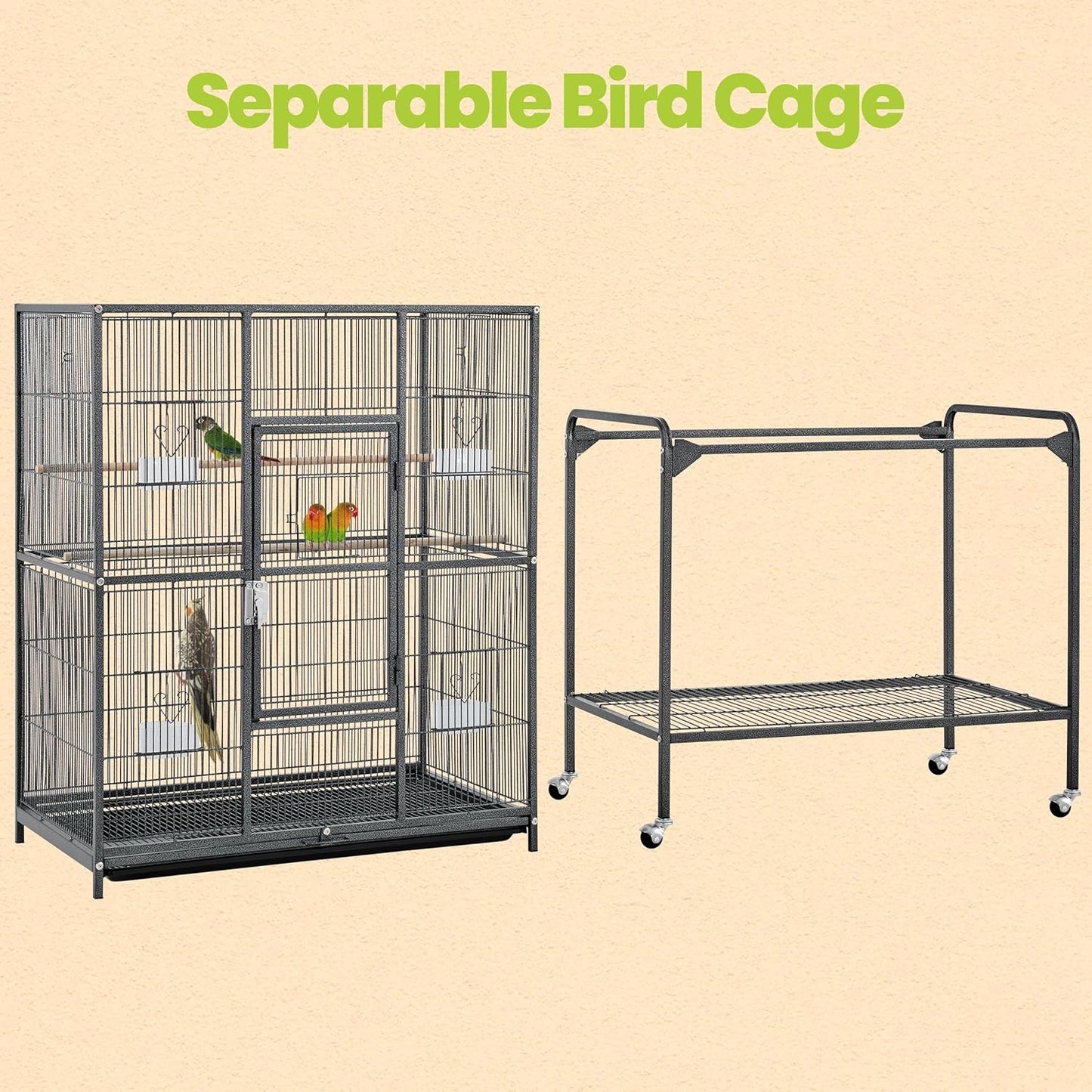 Yaheetech 63'' Detachable Parrot Cage for Cockatiel Sun Parakeet Green Cheek Conure Lovebird Budgie Finch Bird Cage with Stand
