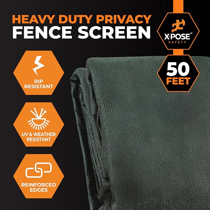 Xpose Safety Privacy Fence Screen 5’ x 50’ (2 Pack) – Heavy Duty Green Mesh with 90% Visibility Block, UV Protection – for Garden, Yard, Nursery, Kennel, Dog Run, Greenhouse
