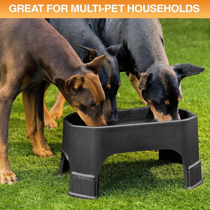 Neater Pet Brands Extra Large Water Bowl for Dogs, Elevated Outdoor Dog Water Bowl (2.25 Gallon XL Capacity), Big Trough Style Food Dish for Indoors or Outside, No Spill Large Dog Bowls, Black