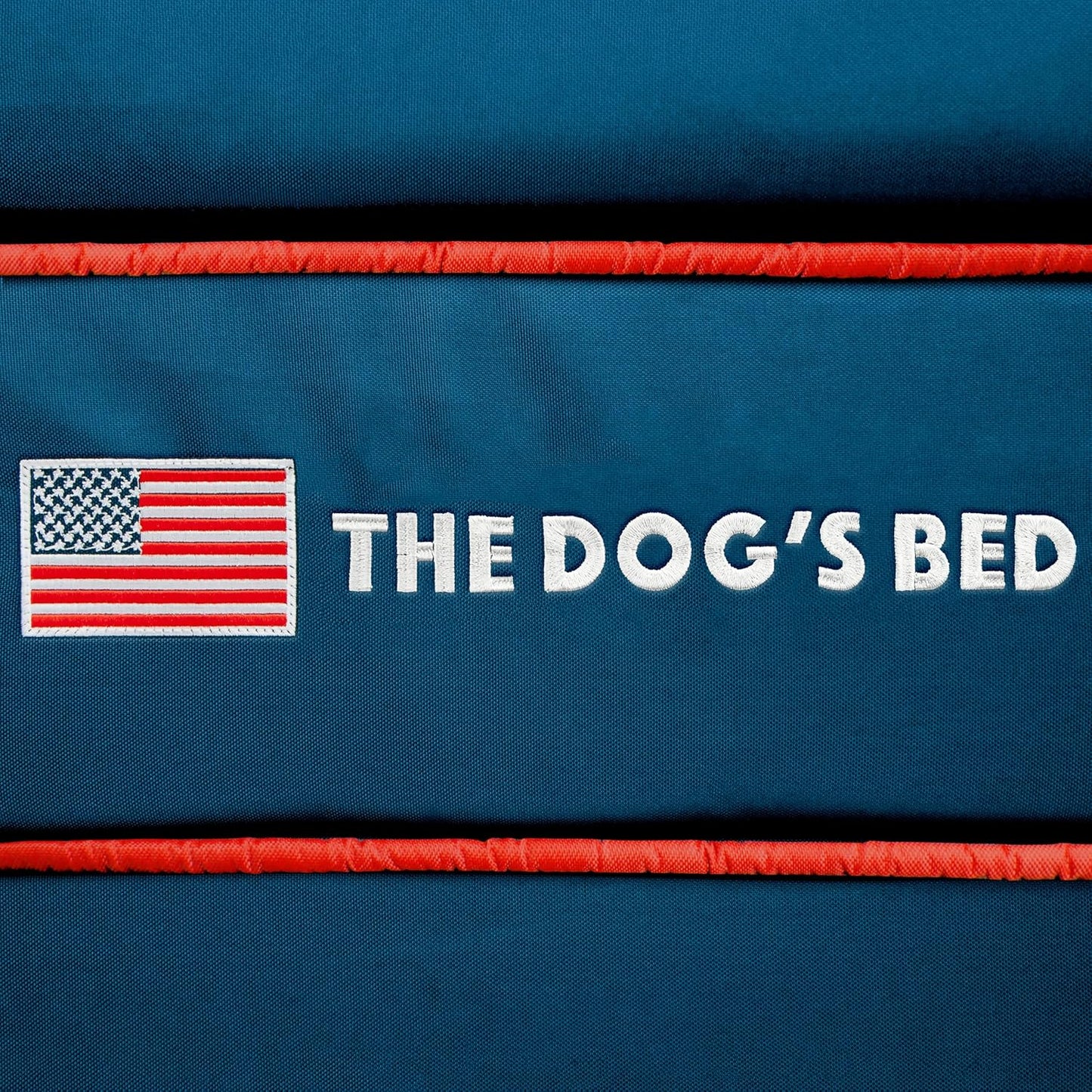 The Dog’s Bed Orthopedic Headrest Dog Bed XL Blue Oxford with Red Trim US Flag 46x28, Memory Foam, Hip & Elbow Dysplasia, Post Surgery, Lameness, Veterinary Approved, Waterproof Washable Cover