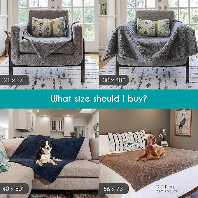 rocket & rex Large Waterproof Dog Blankets | Washable Premium Pet Blanket for Couches and Furniture | Medium - Large Breeds | Reversible Faux Suede, Soft Fleece, Waterproof Interior Layer